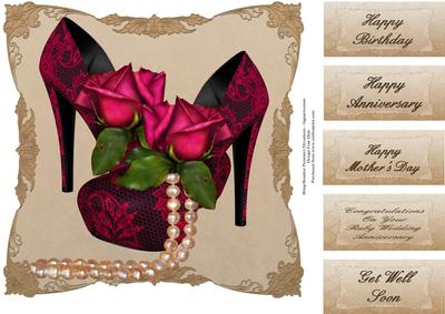 Roses, Shoes and Bling 8x8 Topper
