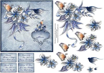 Blue Florals and Butterflies Step by Step