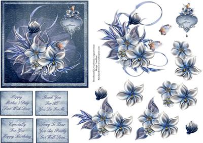 Blue Floral Bouquet for Mum Step by Step