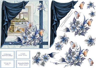 A View of the Sea with Blue and Silver Blooms Step by Step