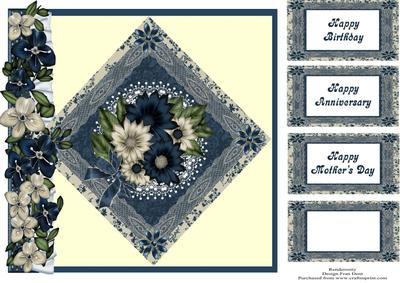 Blue and Cream 8x8 Topper