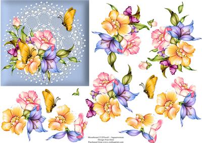 Any Occasion Card with Flowers, Lace and Butterflies.