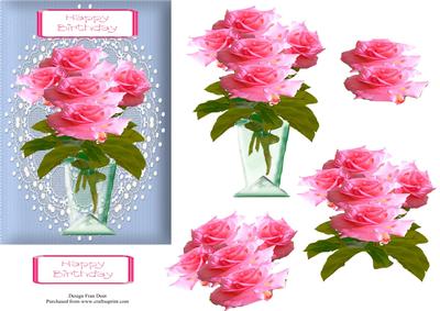 Pink Birthday Roses Step by Step