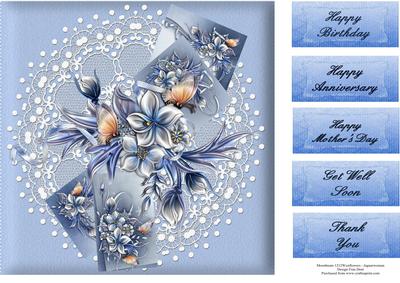 Pretty in Silver and Blue 8x8 Topper