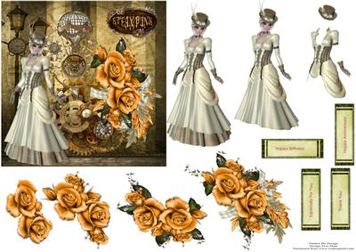Steampunk Beauty and Roses Step by Step