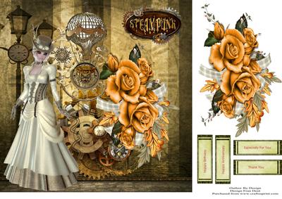 Steampunk and Roses 8x8 Quick Card