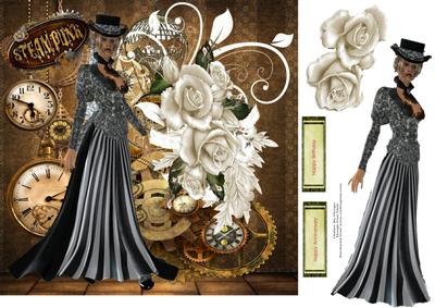 Black and White Steampunk, Watches and Cogs 8x8 Quick Card