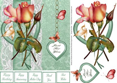 Rosebuds and Hearts Just for You 7x7 with Step by Step