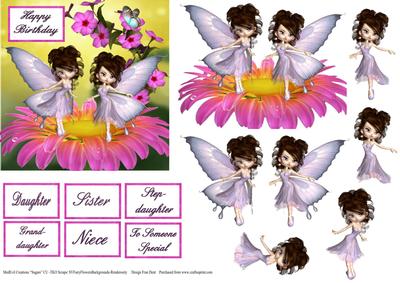 Butterfly Fairies Birthday 5x5 Step by Step