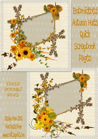 Embroidered Autumn Hues Quick Scrapbook Pages