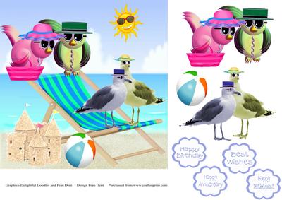 Ada and Dave Visit Their Seaside Cousins 7x7 Quick Card