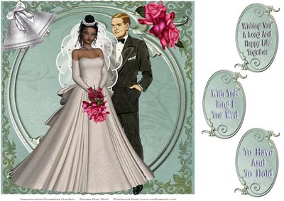 Wedding Day Roses and Bells 8x8 Topper