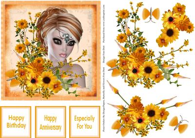 Golden Summer Blooms for a Beautiful Lady 2 6x6 Step by Step