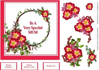 'rosa Dortmund' Floral Card for a Special Mum Step by Step
