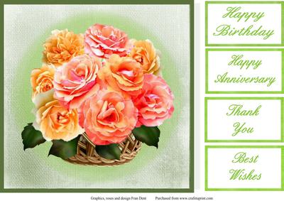Basket of Roses 8x8 Topper