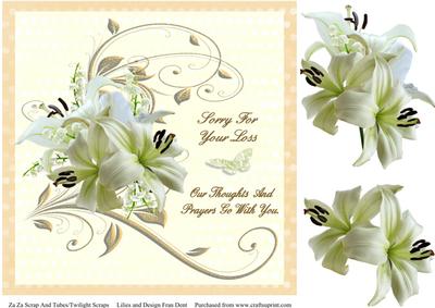 White Sympathy Lilies with Decoupage