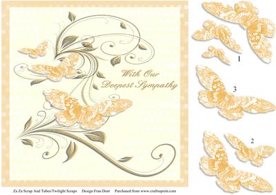 Sympathy Butterflies 8x8 with Decoupage