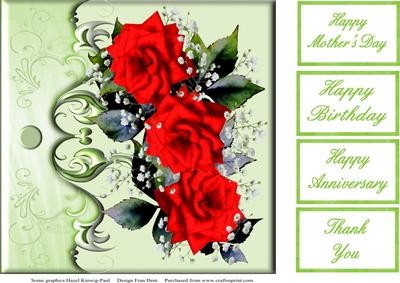 Red Roses for Mother's Day 8x8 Topper