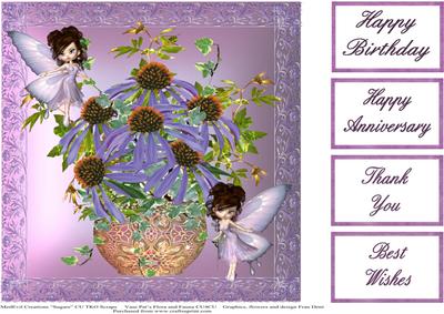 Butterfly Fairies and Michaelmas Daisies 8x8 Topper
