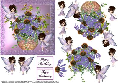 Butterfly Fairies and Michaelmas Dasies Step by Step