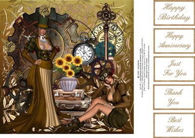 Steampunk and Sunflowers 8x8 Topper