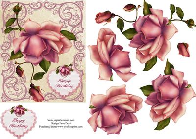 Pink Birthday Rose Step by Step