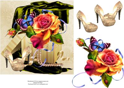 Boxed Rose with Pearls and Shoes