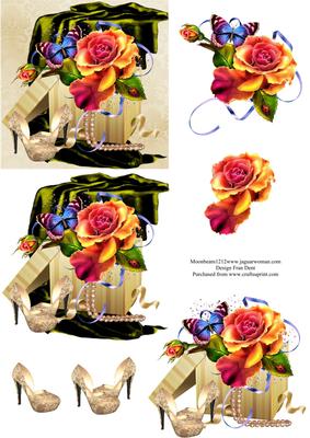 Boxed Rose with Pearls and Shoes Step by Step