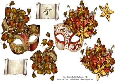 Venician Masks with Decoupage Flying Solo Two