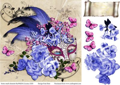 Carnival Mask and Roses Three