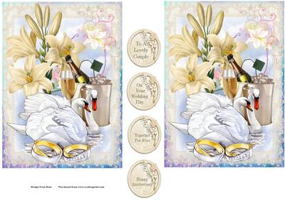 Swans Wedding/anniversary Card Toppers