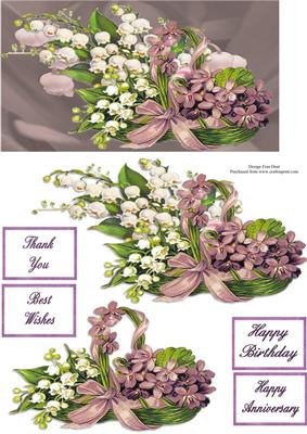 Lily of the Valley and Violets Dl with Decoupage