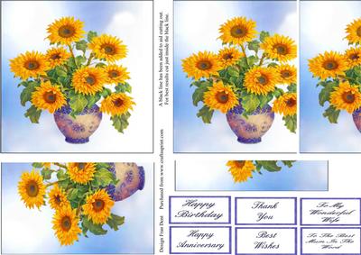 Sunflowers in a Blue Vase Side Stacker
