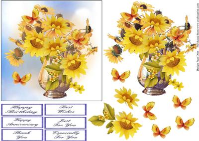 Sunflowers and Copper Jug Step by Step