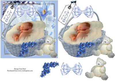 Baby Boy in Blue Basket