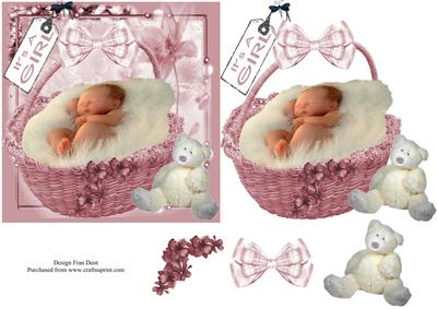 Baby Girl in Pink Basket