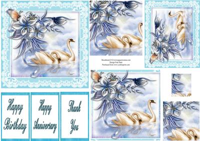 Swans and Lace Pyramid and Gift Tag