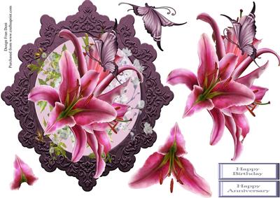 Framed Lilies and Butterfly