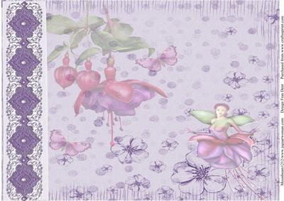Butterflies and Fushia Fairy Backing Sheet.