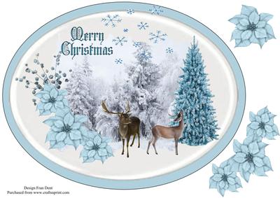 Merry Christmas Reindeer in the Snow