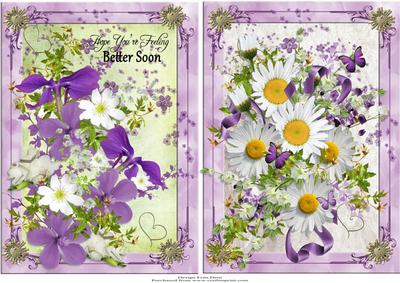 Two Purple and White Floral Toppers