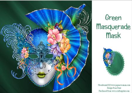 Green Masquerade Mask Card Kit