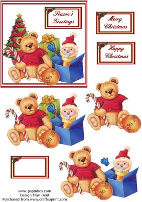 Teddy and Jack in the Box Celebrate Christmas