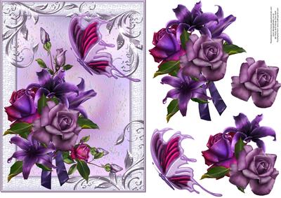 Roses, Lilies and Butterfly