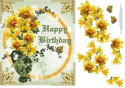 Yellow Dahlias and Lilies Happy Birthday