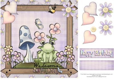 Frog with Hearts and Flowers