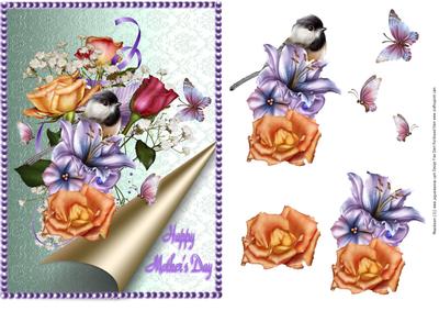 Chickadee Roses Mother's Day Scroll