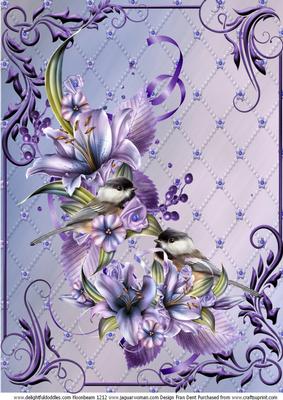 Chickadees and Lilies A4 Topper
