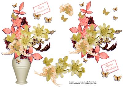 Flowers in a Vase Topper with Decouapge