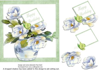 A Vase of White Peonies Quick Card